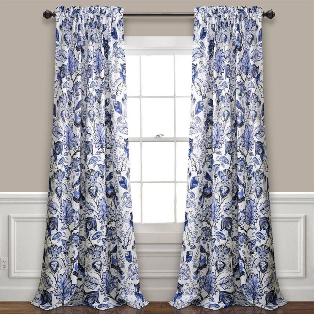Lush Decor - Set of 2 (108"x52") Cynthia Jacobean Light Filteri Blue